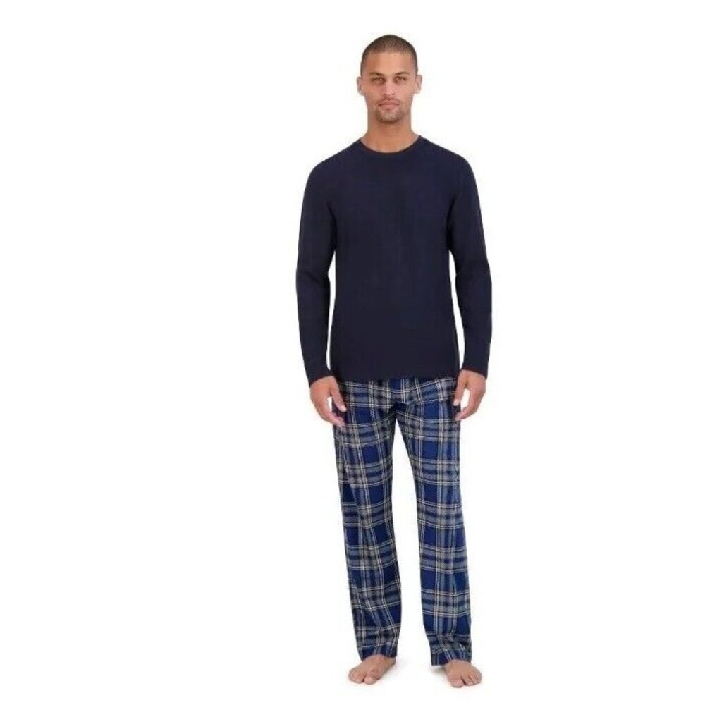 Haynes Adult Pajama 2XL two piece Comfort Fleece Set Black Blue Gray